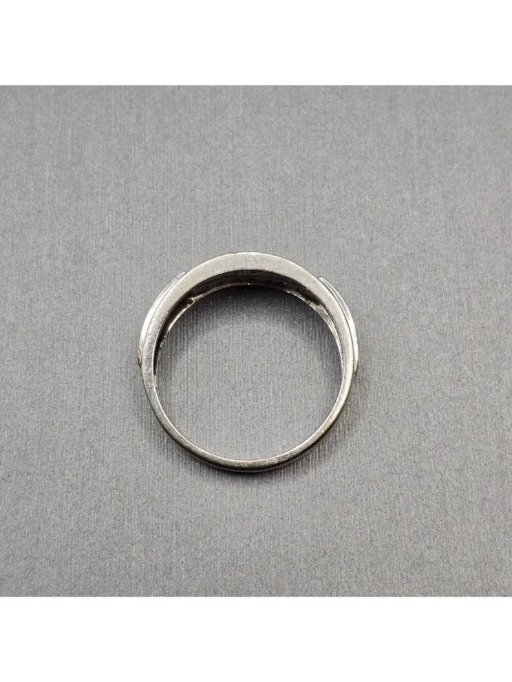 10k White Gold Natural Diamond Channel Set Band Ring Size 10.25 Signed NDI 4.05g - Picture 4 of 16